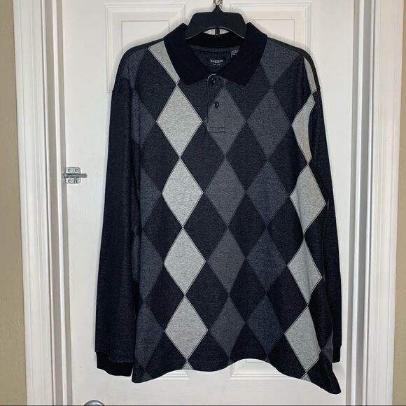 Haggar Mens Collared Argyle Shirt Size XL - Picture 1 of 9